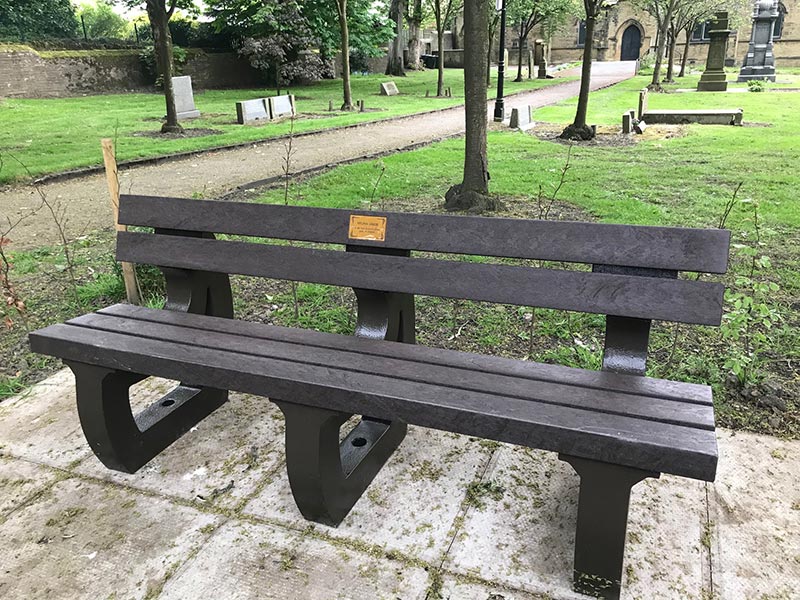 colne bench 4 seater by kedel outside cemetery 
