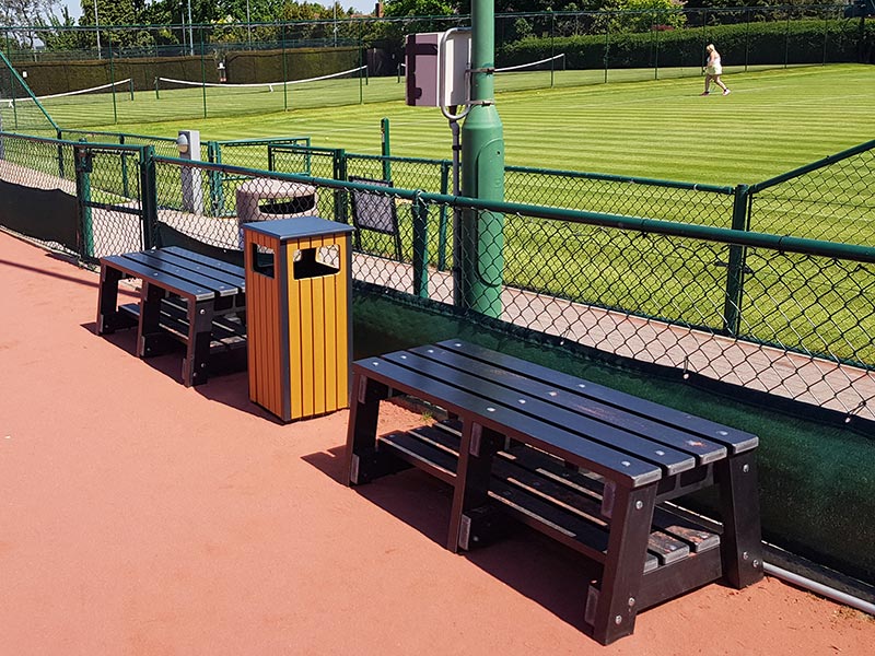 thames sports benches by kedel on tennis courts