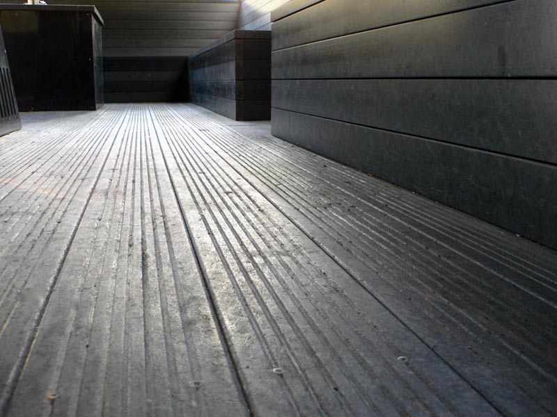 Close up of recycled plastic decking