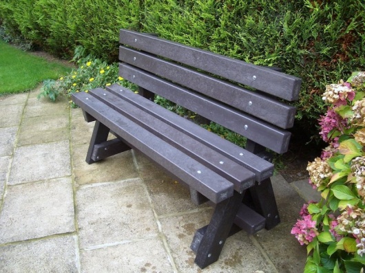 Recycled Plastic Garden Bench with Backrest  Ribble