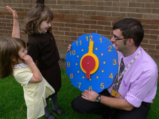 Wall Clock  Tell the Time Teaching  Multicoloured Recycled Plastic