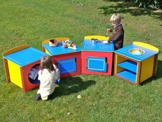 Children's Multicoloured Recycled Plastic Play Kitchen - Full Set