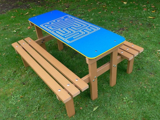 Recycled Plastic Junior Picnic Table  Maze Play with Reversible Top