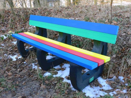 Recycled Plastic 3 or 4 Seater Bench Multicoloured Colne Rainbow