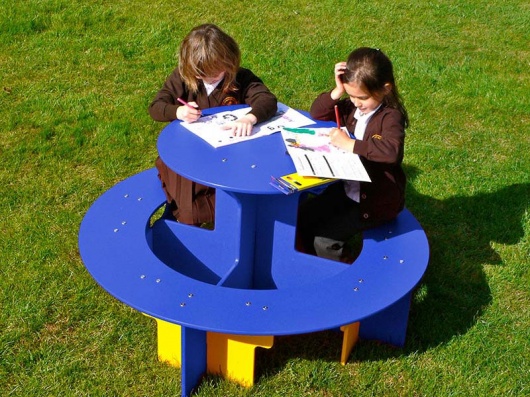 Children's Round Recycled Plastic Picnic Table - Rainbow Range