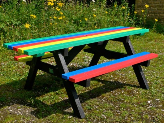 Recycled Plastic Picnic Table  Wheelchair/Pushchair Friendly  Ribble Rainbow