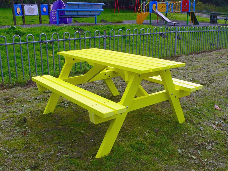 Recycled Plastic Wood Picnic Tables | Bright Colours | No Maintenance