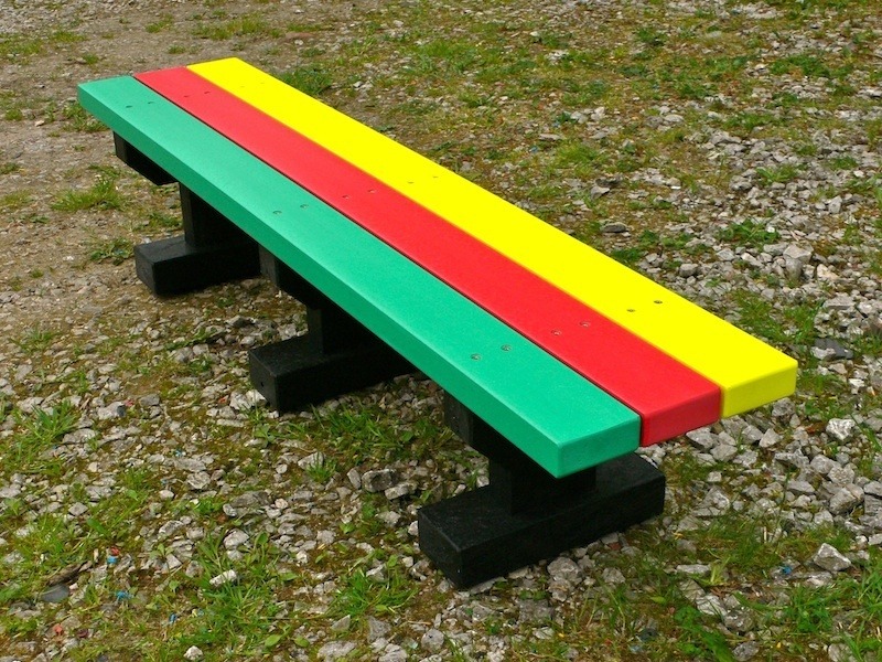 Recycled Plastic Bench | 2 Seater Junior Multicoloured Tees Bench