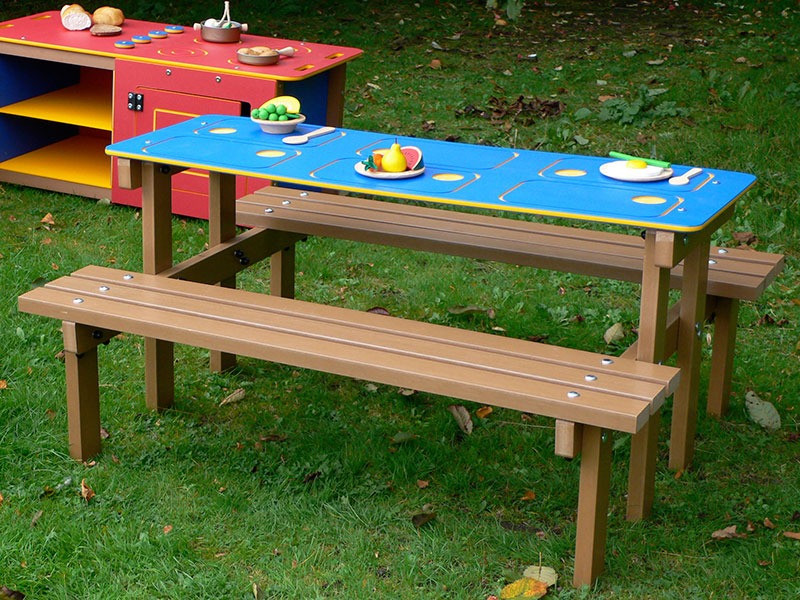 Recycled Plastic Junior Picnic Table | Maze Play with Reversible Top