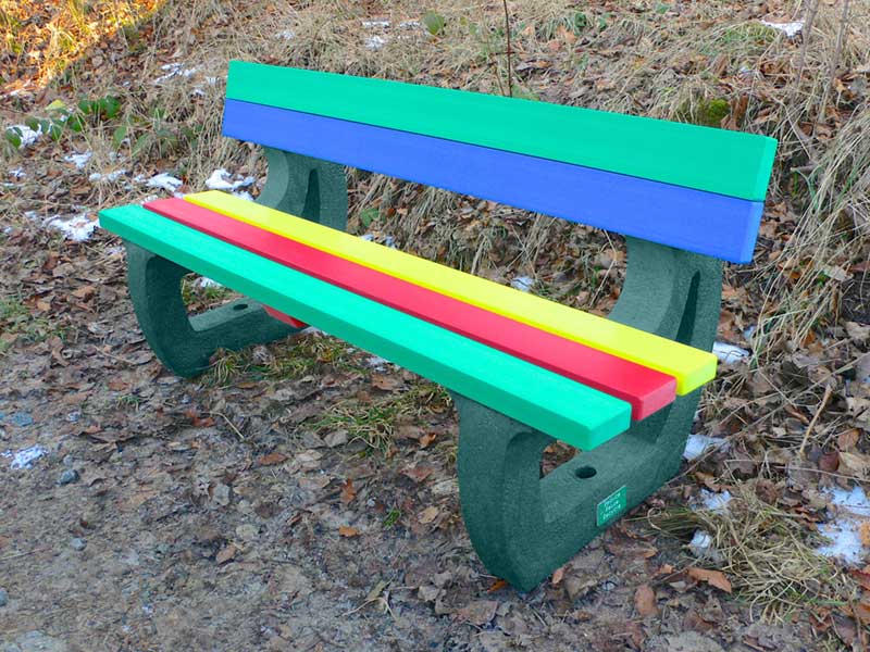 Recycled Plastic 3 or 4 Seater Bench | Multicoloured | Colne Rainbow
