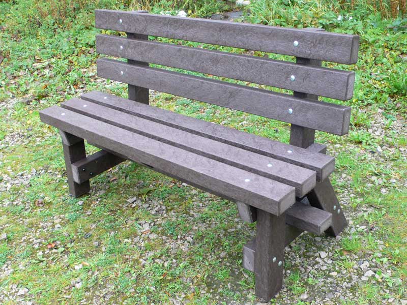 recycled plastic garden bench with backrest ribble